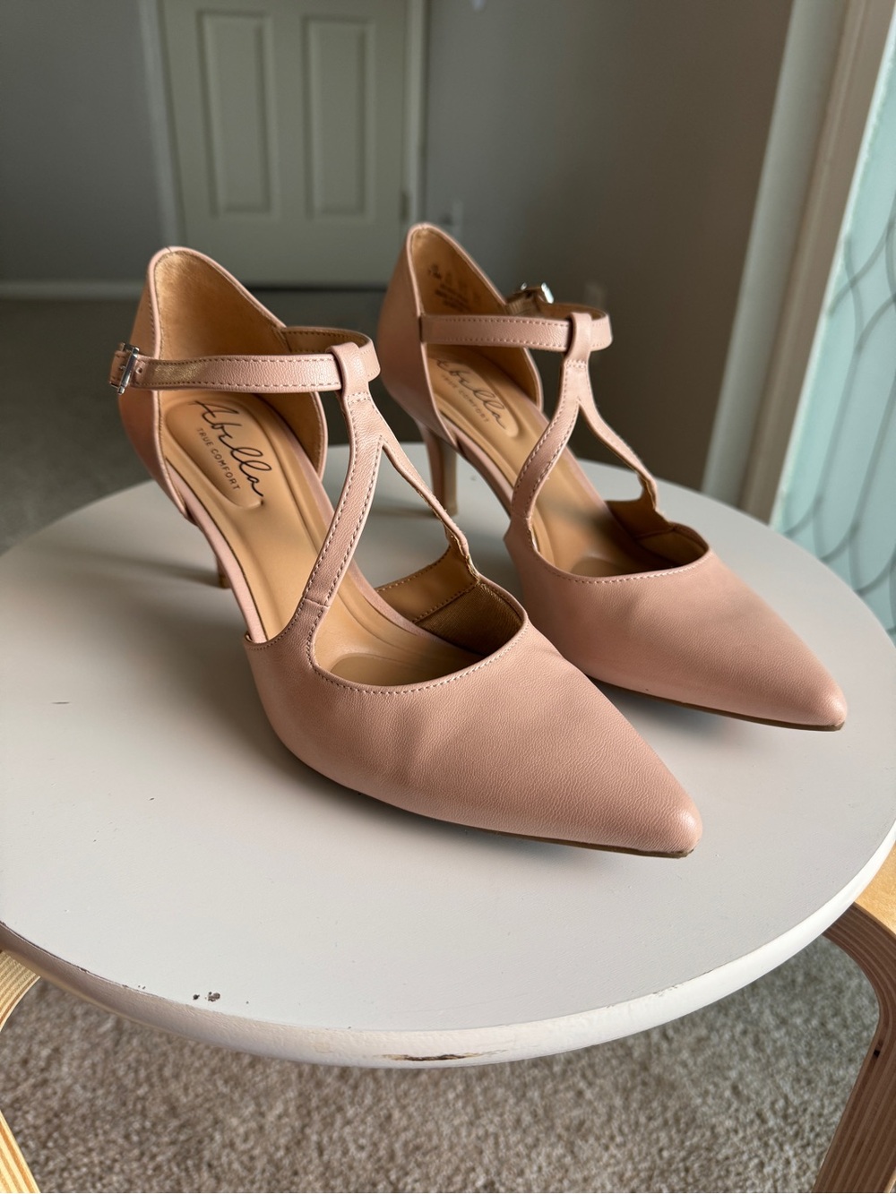 Abella True Comfort Nude Pink Pointed Toe Low Heels